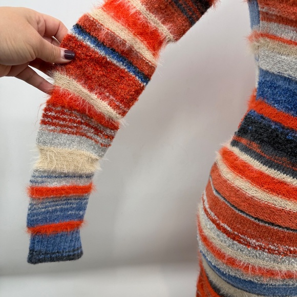 Fashion Nova Dress Women Large NEW Fave Sweater Maxi Orange Combo Long Sleeve - Picture 5 of 15